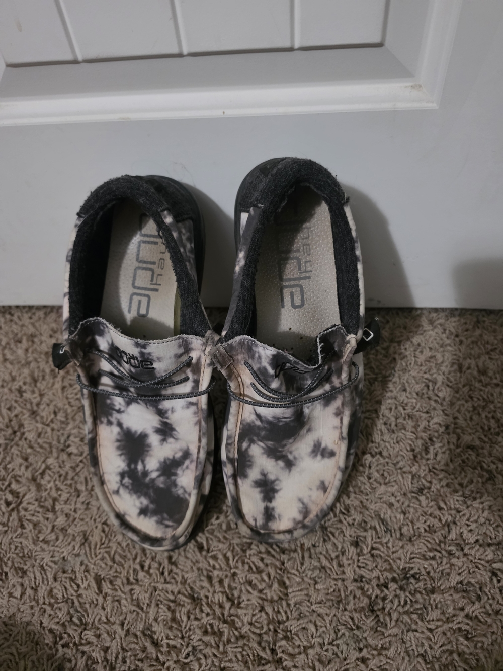 Hey Dude Mens Tie-Dye Slip-Ons in Black and White